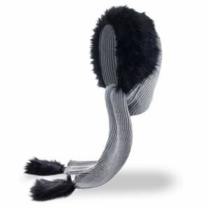 Classic Hooded Scarf - Faux Fur Hooded Scarves For Women - Cowl & Hat (grey -🦖